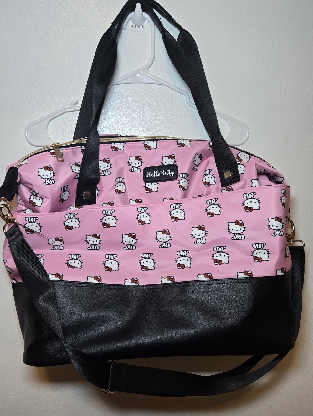 Hello Kitty Large Duffle Gym Bag Pink Black